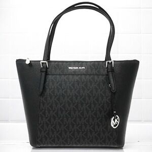 Michael Kors Ciara Large Signature MK Logo Genuine Leather Top Zip Tote‎ Handbag